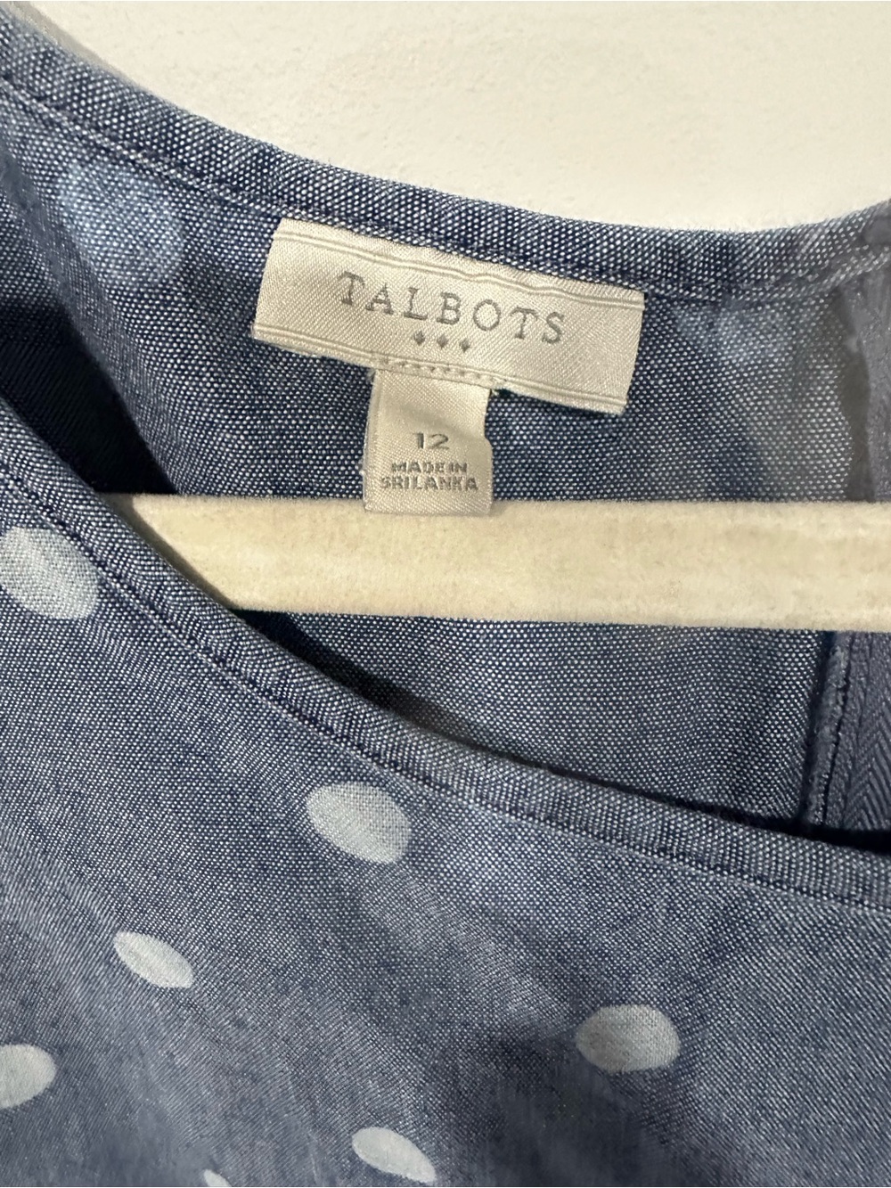 NWT Talbots Chambray Polka Dot A-line Fit & Flare Sleeveless Dress Women’s 12 - Picture 3 of 5
